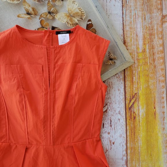 Odeeh Orange Pleated A-Line Cotton Midi Dress 36 S - Picture 3 of 8